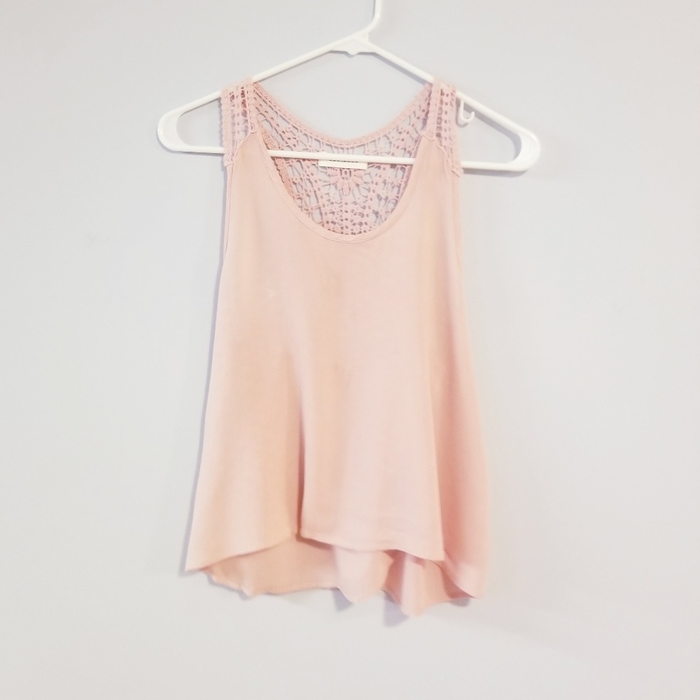 Blush pink lace tank